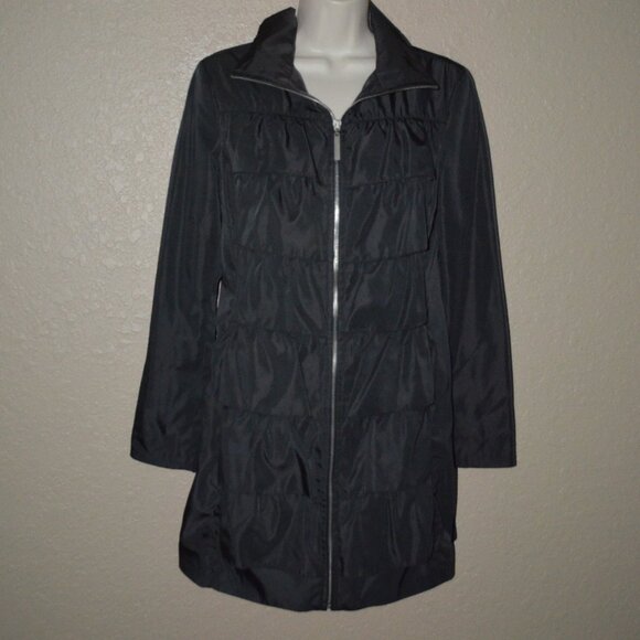 Sz XS Kensie Black Long Zipper Front Jacket Coat - Picture 1 of 6
